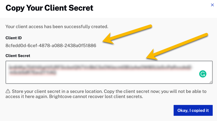 Client ID and Client secret.
